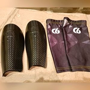 C6 Shin Guards Soccer 100% Carbon Fiber w/ Sleeves